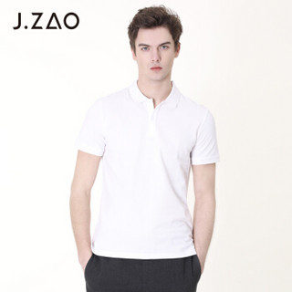 J.ZAO 京造 男士液氨棉短袖POLO衫 白色 XL(180/100A)