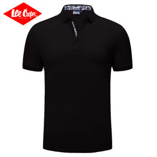 Lee Cooper     短袖POLO衫2019春季新款休闲宽松潮流翻领纯色百搭  LZ-2759 黑色 3XL