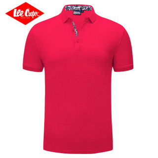 Lee Cooper     短袖POLO衫2019春季新款休闲宽松潮流翻领纯色百搭  LZ-2759 梅红 4XL