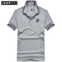 吉普 JEEP POLO衫男2019夏季新款时尚潮流翻领短袖polo衫男士休闲半袖上衣男装 OM19AB309TS1085 灰色 XXL