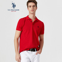 U.S. POLO ASSN. polo衫男士2019春夏新品多色纯棉潮流时尚短袖t恤1192101001 红色 L