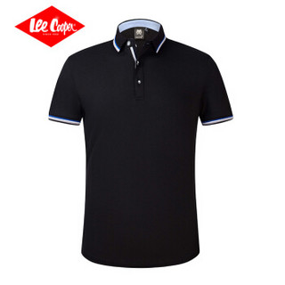 Lee Cooper    短袖POLO衫2019青年时尚商务休闲男纯色百搭潮流款  LZ-9955 黑色 4XL