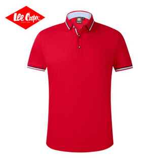 Lee Cooper    短袖POLO衫2019青年时尚商务休闲男纯色百搭潮流款  LZ-9955 大红 XL