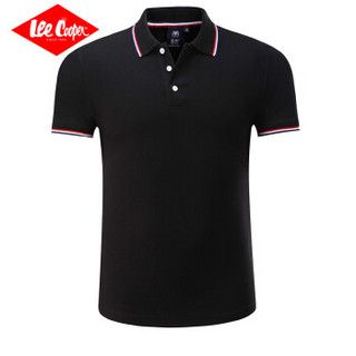 Lee Cooper      短袖POLO衫2019春季新款潮流百搭时尚休闲青年翻领 LZ-7518 黑色 2XL