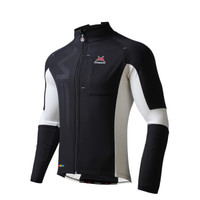 迈森兰 MYSENLAN 骑行服男子秋冬抓绒防风骑行上衣保暖透气自行车山地车衣服功勋 黑白 L