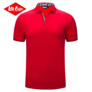 Lee Cooper     短袖POLO衫2019春季新款休闲宽松潮流翻领纯色百搭  LZ-2759 大红 3XL