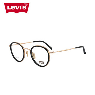 李维斯（Levi's）眼镜框 男女款亮黑框金边时尚钛合金近视光学镜框LS94027 C01 49mm