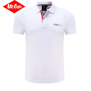 Lee Cooper    短袖POLO衫2019新品商务休闲青年潮流纯色翻领修身百搭款 LZ-8896 白色 L