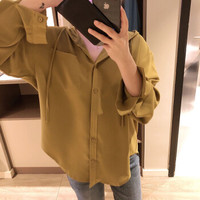 AUDDE 2019春季新款女装新品卫衣女时尚韩版宽松复古连帽chic慵懒风上衣潮 yzALcgm203 姜黄 L