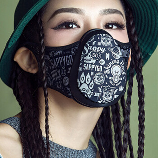 Sappygo创意潮牌口罩防雾霾PM2.5防灰尘沙尘骑行个性潮流时尚礼物 LOGO MAX（含专用滤棉5个）