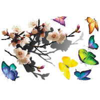 LMA洛玛 汽车3D立体引擎盖装饰创意搞笑贴纸梅花蝴蝶保险杠车身划痕遮挡个性车贴花 蝴蝶车身划痕贴