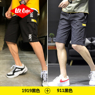 Lee Cooper  短裤2019夏季新品修身宽松百搭时尚休闲个性款  1919黑色/911黑色4XL