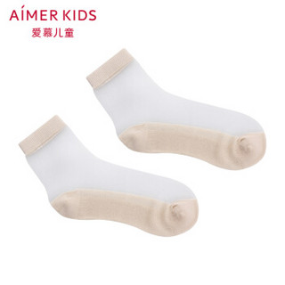 Aimer kids爱慕儿童童装基础水晶丝童袜女童短袜春夏薄款袜子 AK1941622肤色16