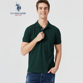 U.S. POLO ASSN. polo衫男士2019春夏新品多色纯棉潮流时尚短袖t恤1192101001 墨绿色 XL