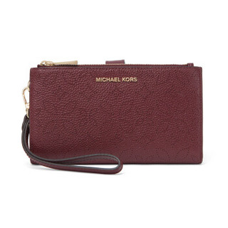 MICHAEL KORS 迈克·科尔斯 WRISTLETS系列 MK 女士暗酒红色牛皮长款钱夹钱包 32H8GFDW4U OXBLOOD