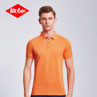 Lee Cooper      短袖POLO衫2019青少年休闲翻领新款商务休闲百搭款 LZ-8016 桔红 XL