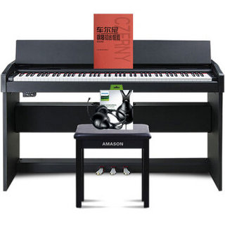 艾茉森（Amason）F10意大利进口键盘88键重锤智能数码电钢琴 黑色