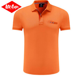 Lee Cooper    短袖POLO衫2019新品商务休闲青年潮流纯色翻领修身百搭款 LZ-8896 桔红 4XL