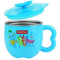 美国费雪316婴儿童水杯 宝宝卡通不锈钢单柄牛奶杯子 带盖200ML 蓝色