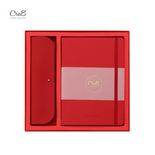 Cre8记事本礼盒绑带笔记本笔袋礼盒装办公送礼纪念盒装 红色 120张
