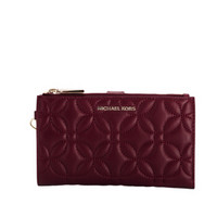 MICHAEL KORS 迈克 科尔斯 MK 女包 酒红色皮质零钱包 32H8GFDW3T OXBLOOD *9件