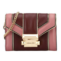 MICHAEL KORS 迈克·科尔斯 WHITNEY系列 MK女包 皮质女士卡包零钱包 32H8GWHC1K OXBLOOD 酒红拼色