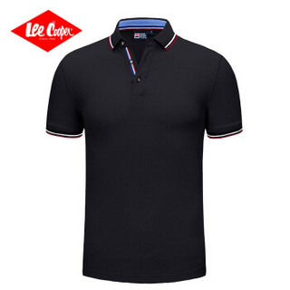 Lee Cooper    短袖POLO衫2019翻领新款韩版时尚都市潮牌舒适款简约 LZ-2788 黑色 XL