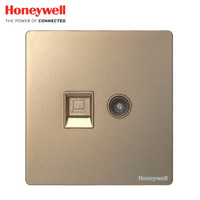 霍尼韦尔（honeywell）开关插座面板 二位电视电脑插座 86型有线TV网线宽带插座 境尚系列 金色