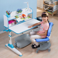生活诚品 儿童学习桌椅套装儿童书桌可升降手摇书桌学生写字桌 ME351B+AU610B 蓝色 台湾品牌