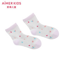 Aimer kids爱慕儿童童装小爱心印花童袜女童春夏棉质短袜 AK1941627白色印花22