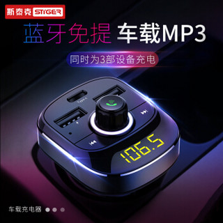 斯泰克 车载蓝牙车载mp3车载蓝牙播放器 多功能免提电话 双USB拓展TYPE-C快充接口  TF卡U盘播放 T19黑色