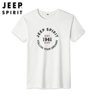 吉普（JEEP）短袖T恤 男士棉圆领休闲短袖 时尚潮流简约运动小衫 J1131白色 2XL