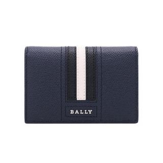 BALLY 巴利 男士翡翠蓝色黑白条牛皮卡片夹 TYKE.LT/17 6218027