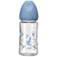 日康（rikang） 宽口玻璃奶瓶婴儿 新生儿宝宝奶瓶240ml （蓝）RK-3052