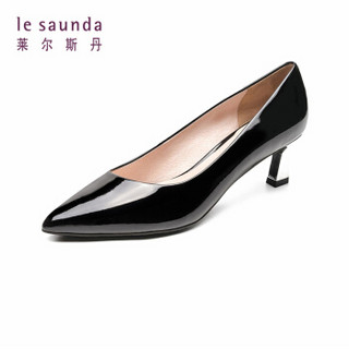 le saunda 莱尔斯丹 尖头浅口细高跟时尚优雅OL通勤单鞋女LS AM51101 黑色 36