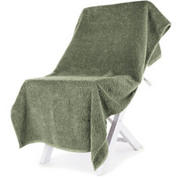 三利 加厚长绒棉大浴巾 70×140cm 纯棉吸水 柔软舒适 A类 婴儿可用 茶绿色
