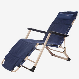 REDCAMP 折叠躺椅午休午睡椅便携办公室家用单人床简易沙滩椅靠背 豪华款Y203藏青+麂皮绒棉垫