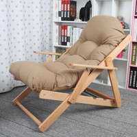 美达斯 懒人沙发 实木可折叠躺椅 榉木午休椅子靠椅沙发椅懒人椅凳子 驼色 13515