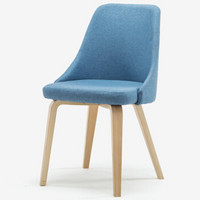 伯力斯（BECAUSES）椅子 现代简约实木脚餐椅 咖啡洽谈椅 休闲椅烟灰蓝 MD-018