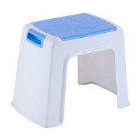 PLUS会员：haoer 好尔 凳子家用小板凳客厅卧室塑料凳创意脚踏矮凳带提手中号蓝色1个装