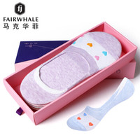 马克华菲袜子女袜时尚甜系桃心纯棉透气阔口隐形船袜 5双混色礼盒装 均码