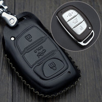 车达品北京现代朗动钥匙包真皮钥匙套途胜名图朗动领动IX25IX35瑞纳悦动胜达索纳塔悦纳汽车钥匙扣黑