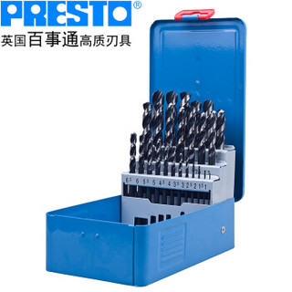 百事通（PRESTO）进口钻咀HI-NOX不锈钢用钻头1.0mm-13.0mmX0.5mm直柄麻花钻套装 套钻 (25支装)