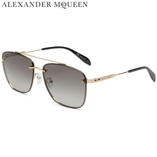 亚历山大·麦昆Alexander McQueen eyewear太阳镜男款 亚洲版金属墨镜 AM0184SK-004 金色镜框灰色镜片 62mm