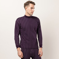 海之宁 中老年棉毛衫男士秋衣秋裤纯棉套装基础打底衬衣衬裤爸爸款时尚保暖内衣 3216 中领深紫 L码