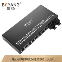 博扬（BOYANG）BY-DG208S 千兆二光八电单模双纤光纤收发器交换机 光电转换器 防雷SC接口 25公里外置电源