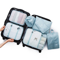 赛轩 旅行收纳袋套装 行李分装整理包旅行出差衣物内衣整理袋 浅蓝色3101