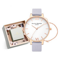 OliviaBurton手表女圆形皮带石英表蝴蝶手链套装OB16BDW16+OBJ16EBB02