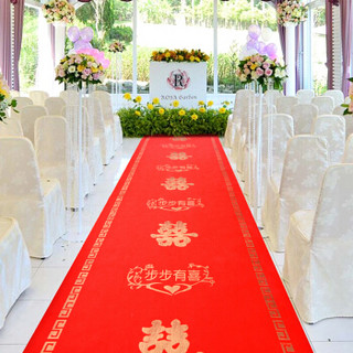 迪茵（DIYIN）红地毯婚庆用品创意一次性无纺布喜字婚礼庆典场景结婚装饰布置地垫 步步有喜 宽1米长10米