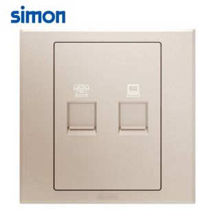 西蒙(SIMON) 开关插座面板 E3系列 电话电脑插座 86型面板 香槟金色 305229-44